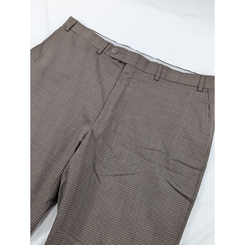 Hart‎ Schaffner Marx Wool Dress Pants Grid Check 36x27 Brown Micro Check